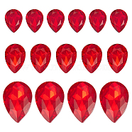 120Pcs 3 Style Pointed Back & Back Plated Glass Rhinestone Cabochons, Faceted, Teardrop, Light Siam, 8~14x6~10x3~4.5mm, 40pcs/style(RGLA-SC0001-04)