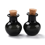 Round Glass Cork Bottles Ornament, Glass Empty Wishing Bottles, DIY Vials for Pendant Decorations, Black, 1.8x2.3cm(X-GLAA-D002-03A)