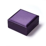 Plastic Jewelry Boxes, Covered with PU Leather, Rectangle, Purple, 9.2x9.1x4.3cm(LBOX-L004-D02)