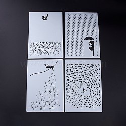 PET Drawing Stencil, Reusable Stencils for Paper Wall Fabric Floor Furniture Canvas Wood, Rectangle with Human Pattern, White, 29.7x21x0.01cm(DIY-C036-03)
