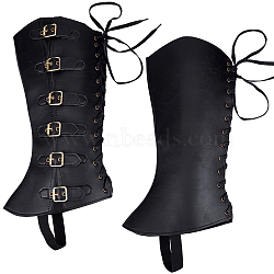 Imitation Leather & Iron Boot Cover, Leg Guards, Renaissance Medieval Viking Costume Accessories, Black, 470x225x7~14mm, 2pcs/set(AJEW-WH20005-20B)