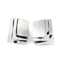 Non-Tarnish 304 Stainless Steel Stud Earring, Rectangle, Stainless Steel Color, 23x19mm(EJEW-H116-01B-P)