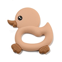 Silicone Focal Beads, Silicone Teething Beads, Baby Toy, Duck, Dark Salmon, 93x83x9mm(SIL-P008-C01)