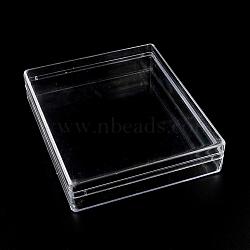 Rectangle Plastic Bead Storage Containers, Clear, 16.5x13.5x3.5cm(CON-R006-02)