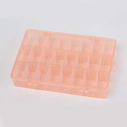 Plastic Removable Bead Containers, with Lid, 24 Compartments, Rectangle, Light Salmon, 19.5x13x3.6cm(CON-WH0070-84E)