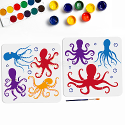 US 1 Set PET Hollow Out Drawing Painting Stencils, for DIY Scrapbook, Photo Album, Octopus, with 1Pc Art Paint Brushes, Octopus, Painting Stencils: 300x300mm, 2pcs/set(DIY-MA0004-97)