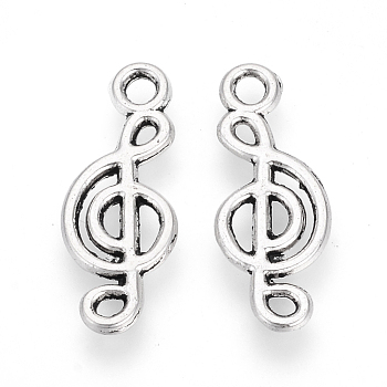 Tibetan Style Alloy Pendants, Musical Note, Lead Free & Cadmium Free, Antique Silver, 20x8x1mm, Hole: 2mm, about 2220pcs/1000g