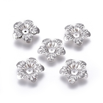 5-Petal 316 Surgical Stainless Steel Bead Caps, Flower, Stainless Steel Color, 20x4mm, Hole: 1.5mm