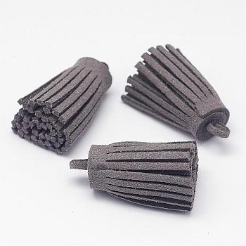 Faux Suede Cord Tassel Pendant Decorations, Gray, 30x12mm, Hole: 3mm