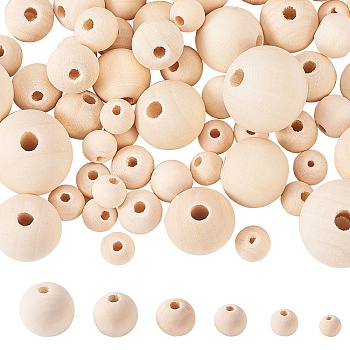 Unfinished Natural Wood Beads, Round Wooden Loose Beads Spacer Beads for Craft Making, Lead Free, Moccasin, Moccasin, 8~20x7~18mm, Hole: 4~2mm, 300pcs/bag