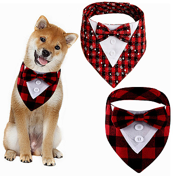 2Pcs 2 Styles Polyester Pet Handkerchi, Pet Supplies, Mixed Color, 147~155x190~193x17~21.5mm, 1pc/style
