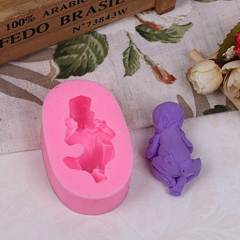 DIY 3D Baby Food Grade Statue Silicone Molds, Portrait Sculpture Resin Casting Molds, For UV Resin, Epoxy Resin Jewelry Making, Hot Pink, 74x46x25mm, Inner Diameter: 56x29mm