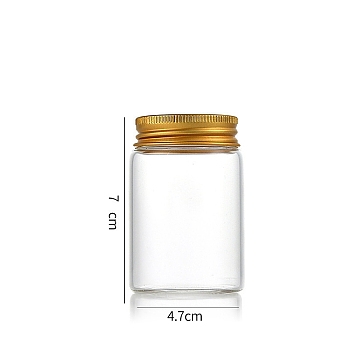 Column Glass Screw Top Bead Storage Tubes, Clear Glass Bottles with Aluminum Lips, Golden, 4.7x7cm, Capacity: 90ml(3.04fl. oz)