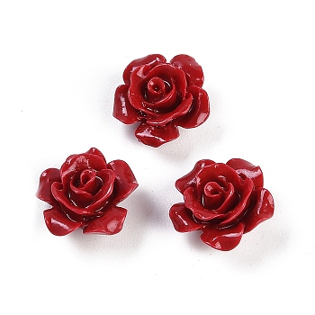 Synthetic Coral Carved Beads, Dyed, Flower, FireBrick, 12x7mm, Hole: 1.3mm