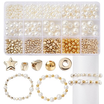 10Style Imitated Pearl Acrylic Beads and CCB Plastic Beads, Mixed Shapes, Mixed Color, 4~12x4~12mm, Hole: 1~2.2mm
