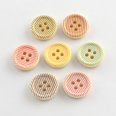 4-Hole Printed Wooden Buttons(X-BUTT-R032-070)-1