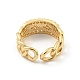 Chain Brass Micro Pave Clear Cubic Zirconia Open Cuff Rings(RJEW-G309-36G)-3