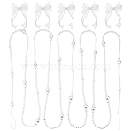 ABS Plastic Imitation Pearl Party Decorations, with 5Pcs Polyester Bowknot, White, 5220mm(HJEW-PH02544)