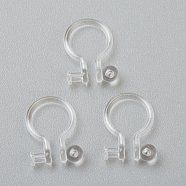 Plastic Clip-on Earring Findings, for Non-pierced Ears, Clear, 12.5x8x1.2mm, Hole: 0.7mm(KY-P001-10D)