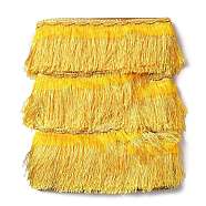 Polyester Tassel Fringe Trimming, Curtain Decoration, Costume Accessories, Gold, 100x1mm, about 12m/card(AJEW-TAC0001-03)