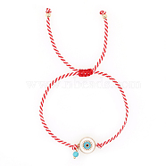 Elegant Adjustable Enamel Evil Eye Link Bracelets, Synthetic Turquoise Charm Bracelets for Women(RU8813)