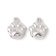 304 Stainless Steel Charms, Footprint, Stainless Steel Color, 12x10x3mm, Hole: 1mm(STAS-C057-10P)