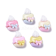 Opaque Cute Resin Decoden Cabochons, Imitation Food, Cake with Bowknot, 13x11x6.5mm(X-RESI-B024-01H)