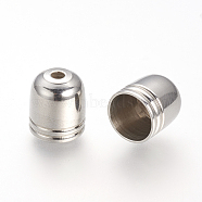 201 Stainless Steel Cord Ends, End Caps, Stainless Steel Color, 7.5x7mm, Hole: 1mm, inner diameter: 6mm(STAS-R090-37)