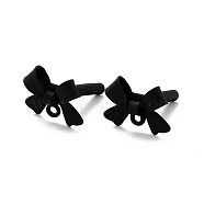 Alloy Stud Earring Findings, with 925 Sterling Silver Pins and Loop, Bowknot, Black, 11x15x4mm, Hole: 1.2mm, Pin: 0.7mm(EJEW-J102-08G)