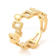 304 Stainless Steel Hollow Open Cuff Rings for Women, Rectangle, Real 18K Gold Plated, Inner Diameter: 17mm(STAS-D085-35G)