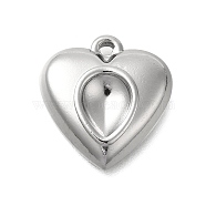 304 Stainless Steel Pendant Cabochon Settings, Heart Charm, Stainless Steel Color, 17.5x16.5x8x4mm, Hole: 1.5mm(STAS-D192-03P)