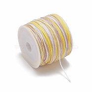 50M Segment Dyed Nylon Chinese Knotting Cord, for DIY Jewelry Making, Yellow, 0.8mm, about 54.68 Yards(50m)/Roll(NWIR-YW0001-05E)