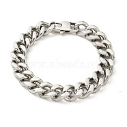 201 Stainless Steel Curb Chain Bracelet for Men Women, Stainless Steel Color, 8-1/2 inch(21.7cm)(BJEW-H550-06A-P)