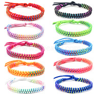 Polyester Braided Woven Cord Bracelet, Ethnic Tribal Adjustable Bracelet, Mixed Color, 11 inch(28cm)(PW23071098024)