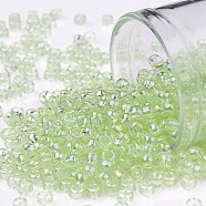 TOHO Round Seed Beads, Japanese Seed Beads, (173) Dyed AB Lemon Mist, 8/0, 3mm, Hole: 1mm, about 1110pcs/50g(SEED-XTR08-0173)