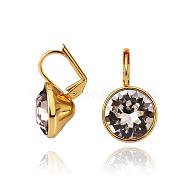Real 18K Gold Plated Tin Alloy Cubic Zirconia Leverback Earrings, Clear, 22x13mm(EJEW-BB09658-G)