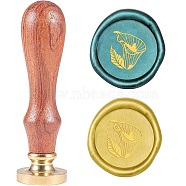Wax Seal Stamp Set, Sealing Wax Stamp Solid Brass Head,  Wood Handle Retro Brass Stamp Kit Removable, for Envelopes Invitations, Gift Card, Flower Pattern, 83x22mm(AJEW-WH0208-067)
