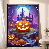 DIY Halloween Theme Diamond Painting Kit, Including Resin Rhinestones Bag, Diamond Sticky Pen, Tray Plate and Glue Clay, Pumpkin, 400x300x0.2mm(DIAM-O001-01K)