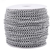 Aluminium Textured Curb Chains, Unwelded, with Spool, Silver, 7x5x1.5mm, about 131.23 Feet(40m)/Roll(CHA-T001-42S)
