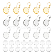 Blank Dome Earrings Making Kit, Including 304 Stainless Steel Leverback Earring Settings, Half Round Glass Cabochons, Mixed Color, 60Pcs/box(DIY-UN0003-97)