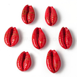 Natural Cowrie Shell Beads, No Hole/Undrilled, Dyed and Drawbench, Red, 18~22x12~14x7~8mm(X-SSHEL-N0232-08C)