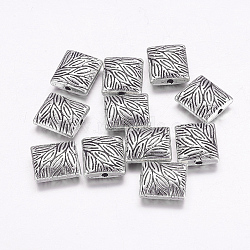 Tibetan Style Alloy Beads, Cadmium Free & Lead Free, Rectangle, Antique Silver Color, Size: about: 10mm long, 9mm wide, 4mm thick, hole: 1mm(X-TIBEB-ZN29282-S-LF)