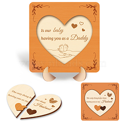 Wood Heart Shape Anniversary Commemorative Display Decorations, for Home Decoration, 200x200x6mm(AJEW-WH00424-005)