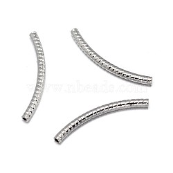 Carved Curved Brass Tube Beads, Lead Free & Nickel Free & Cadmium Free, Real Platinum Plated, 25x2mm, Hole: 1mm(KK-F0317-13P-NR)