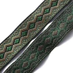 Ethnic Style Polyester Ribbon, Jacquard Ribbon, Tyrolean Ribbon, Rhombus Pattern, Dark Green, 3/4 inch(20mm), about 7.66 Yards(7m)/Roll(OCOR-WH0047-37B)