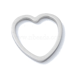 Non-Tarnish 304 Stainless Steel Linking Rings, Heart, Stainless Steel Color, 11.5x12x1mm(STAS-C097-02P)