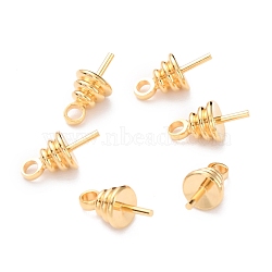 Brass Cup Pearl Peg Bails Pin Pendants, For Half Drilled Beads, Long-Lasting Plated, Real 24K Gold Plated, 9.5x4.5mm, Hole: 1.5mm, Pin: 0.6mm(KK-H759-33G)