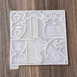 DIY Silicone Pendant Molds, Resin Casting Molds, Clay Craft Mold Tools, Square, White, 153x152x8mm, Hole: 4mm, Inner Diameter: 37~76x38~72mm(SIMO-P005-05)