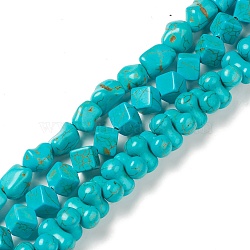 Synthetic Howlite Beads Strands, Dyed, Mixed Shapes, Dark Turquoise, 12~14x8~11x8mm, Hole: 1~1.5mm, about 38~76pcs/strand, 16.06~16.22(40.8~41.2cm), about 8 strands/500g(G-A211-19)