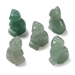 Natural Green Aventurine Carved Healing Figurines, Reiki Energy Stone Display Decorations, Cat, 18x12~12.5x25mm(G-B062-04A)